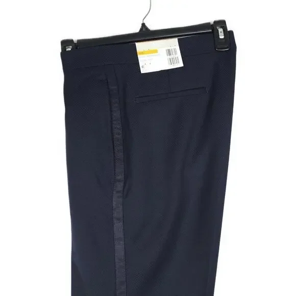 Alfani Mens Slim Fit 2 Piece Tuxedo Suit 42L 33x32 Navy Stretch Diamond Grid NWT
